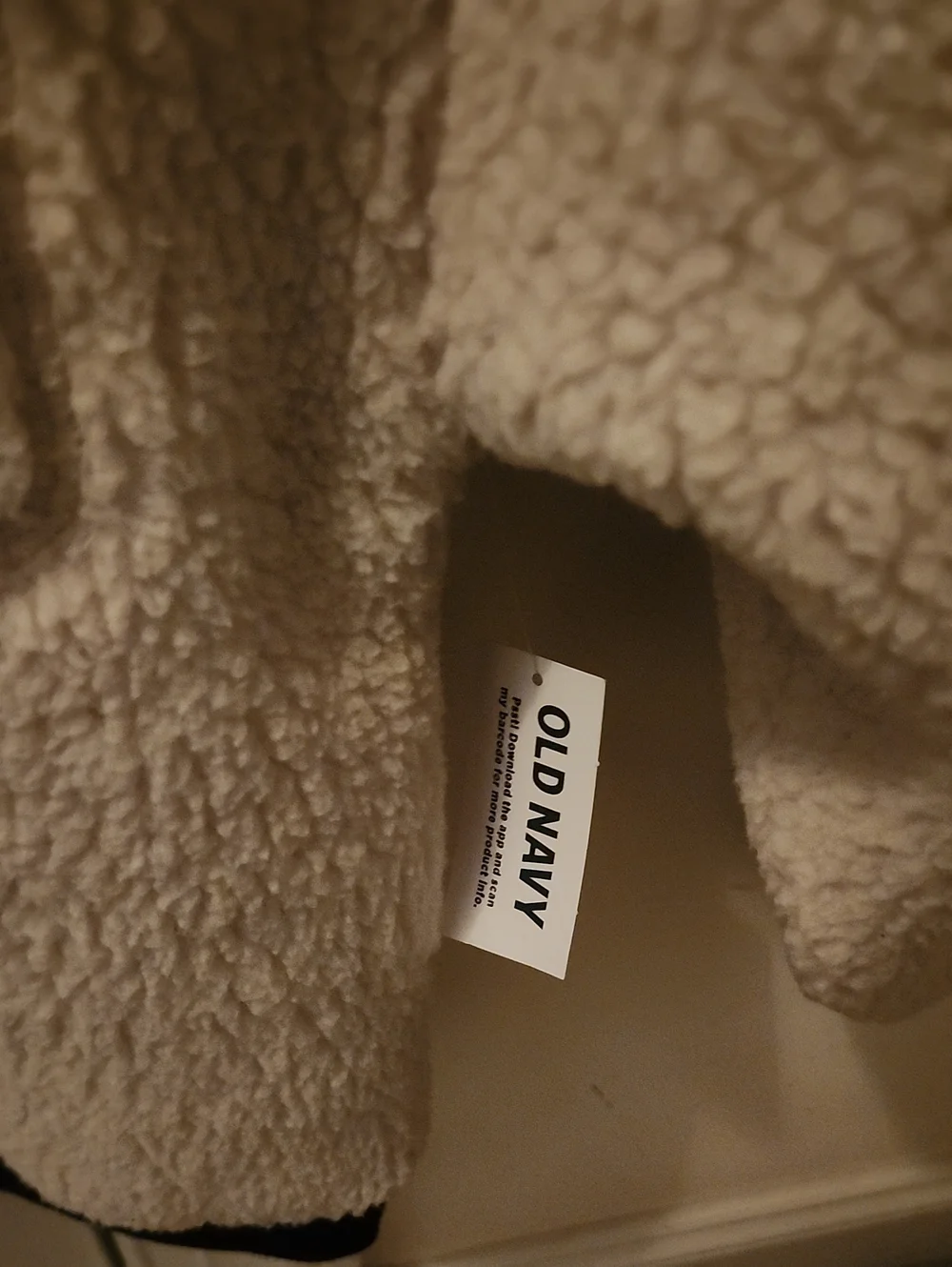 Old Navy Cream Sherpa Pullover with Orange Rib Trim